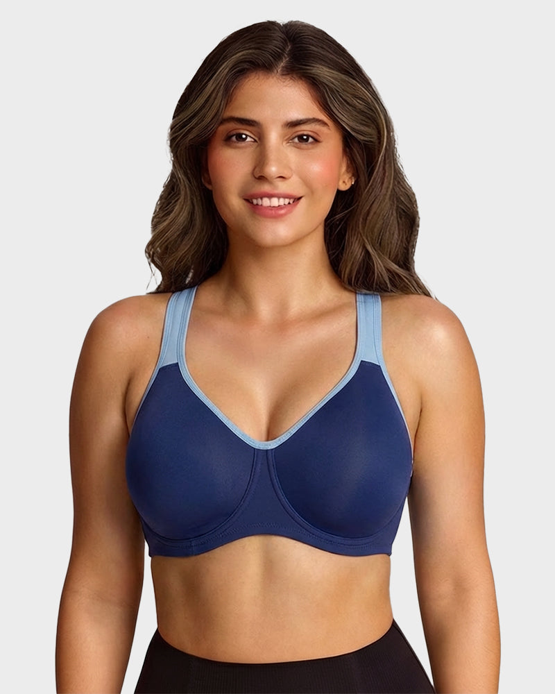 Soutien-gorge de sport couvrant non doublé à armatures externes