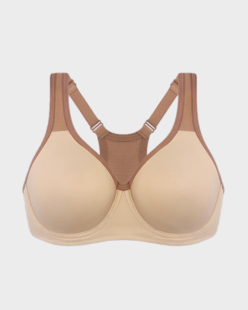 Soutien-gorge de sport couvrant non doublé à armatures externes