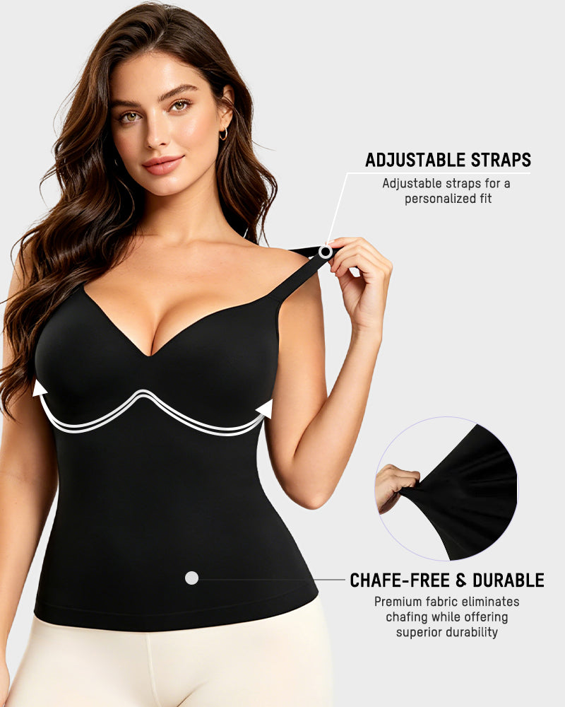 Caraco sculptant à col en V avec soutien-gorge intégré