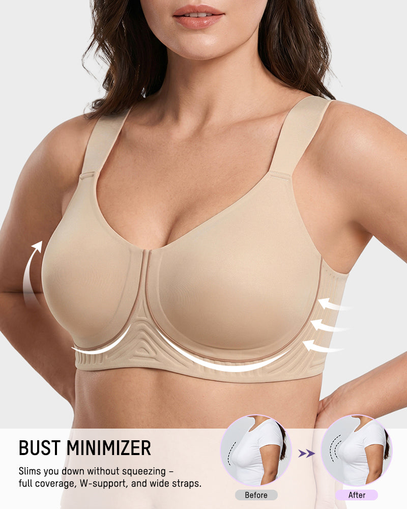Soutien-gorge minimiseur sans armatures à couvrance totale