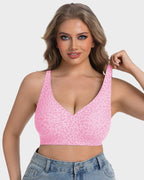 Soutien-gorge sans armatures léopard à col en V galbant