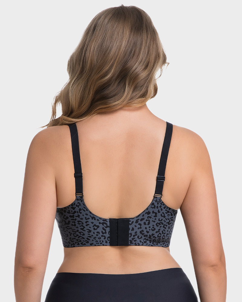 Soutien-gorge sans armatures léopard à col en V galbant