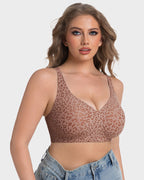 Soutien-gorge sans armatures léopard à col en V galbant