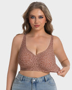 Soutien-gorge sans armatures léopard à col en V galbant