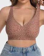 Soutien-gorge sans armatures léopard à col en V galbant