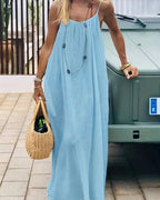 Damen Rückenfreies Cami-Kleid in Uni-Farbe