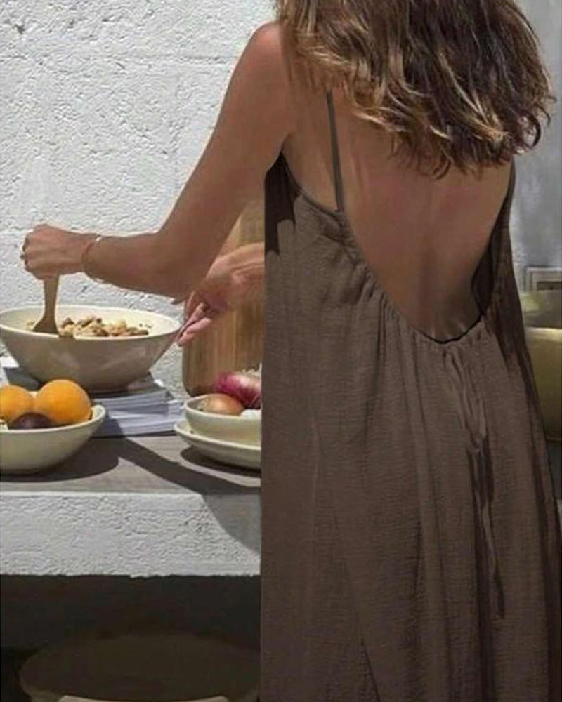 Damen Rückenfreies Cami-Kleid in Uni-Farbe
