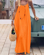 Damen Rückenfreies Cami-Kleid in Uni-Farbe