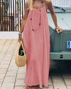Damen Rückenfreies Cami-Kleid in Uni-Farbe