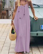 Damen Rückenfreies Cami-Kleid in Uni-Farbe