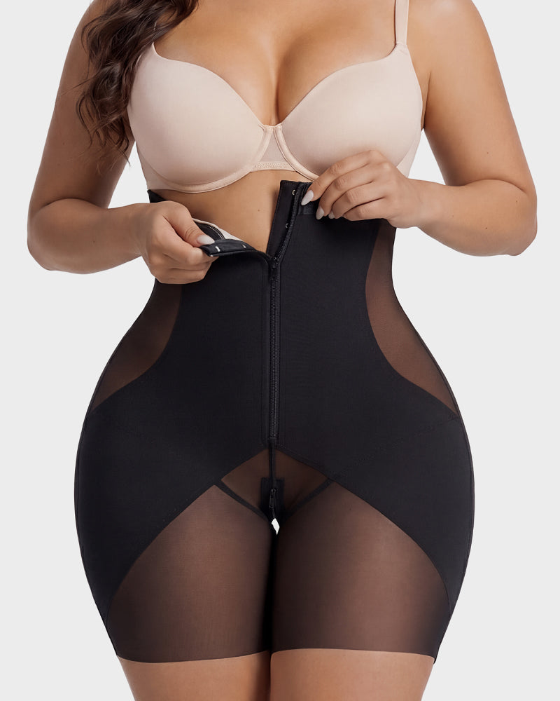 Zip-Front Tummy Control Butt Lifting Shapewear Shorts