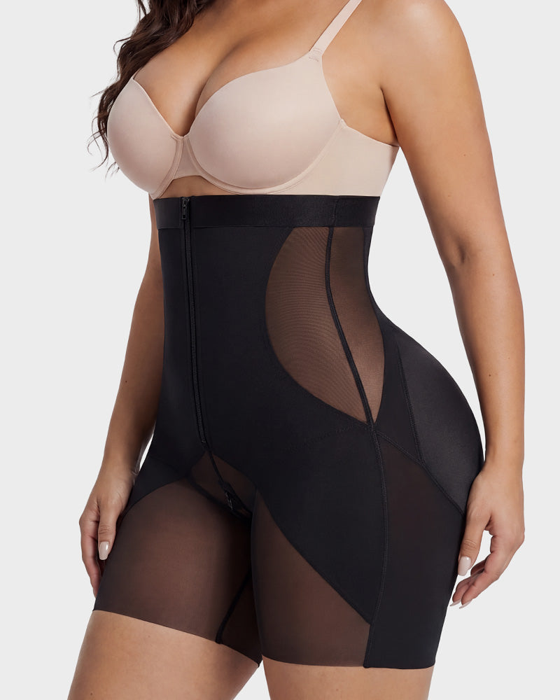 Zip-Front Tummy Control Butt Lifting Shapewear Shorts