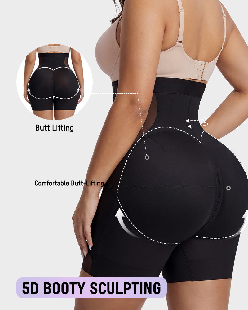 Zip-Front Tummy Control Butt Lifting Shapewear Shorts