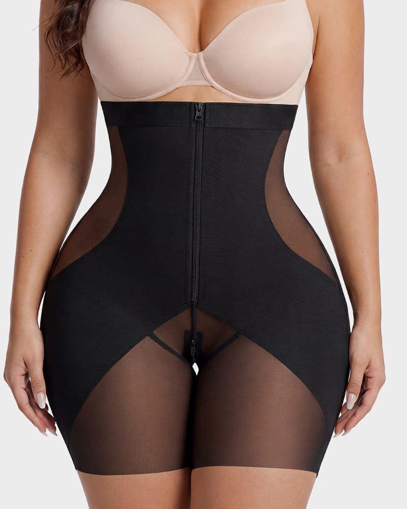 Zip-Front Tummy Control Butt Lifting Shapewear Shorts