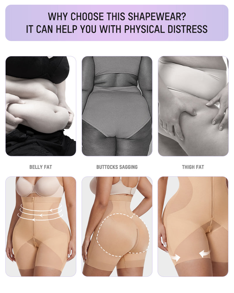 Zip-Front Tummy Control Butt Lifting Shapewear Shorts