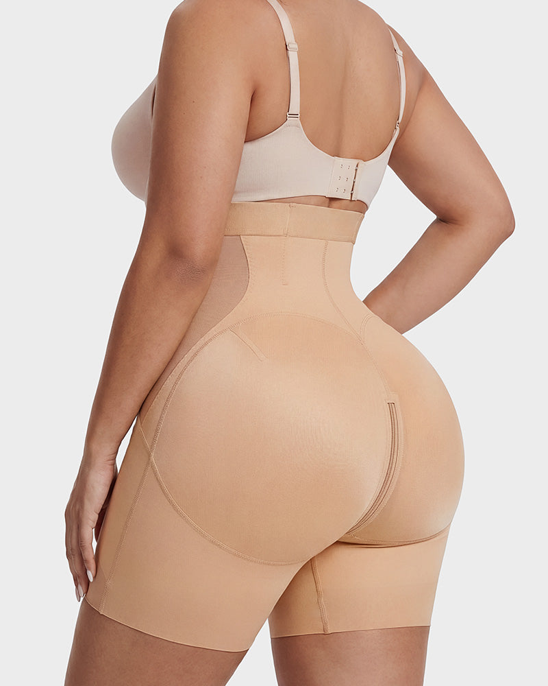 Zip-Front Tummy Control Butt Lifting Shapewear Shorts