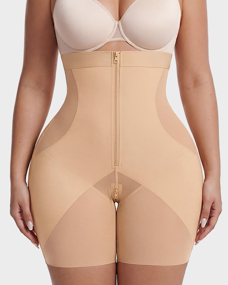 Zip-Front Tummy Control Butt Lifting Shapewear Shorts