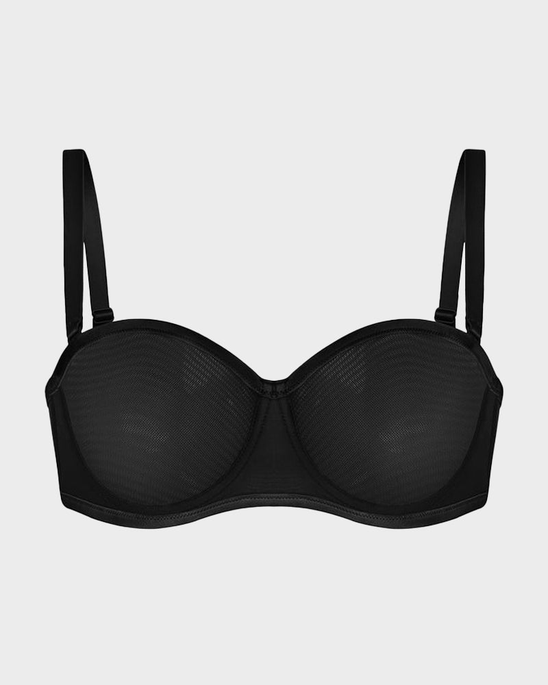 Soutien-gorge balconnet armaturé en tulle sans bretelles