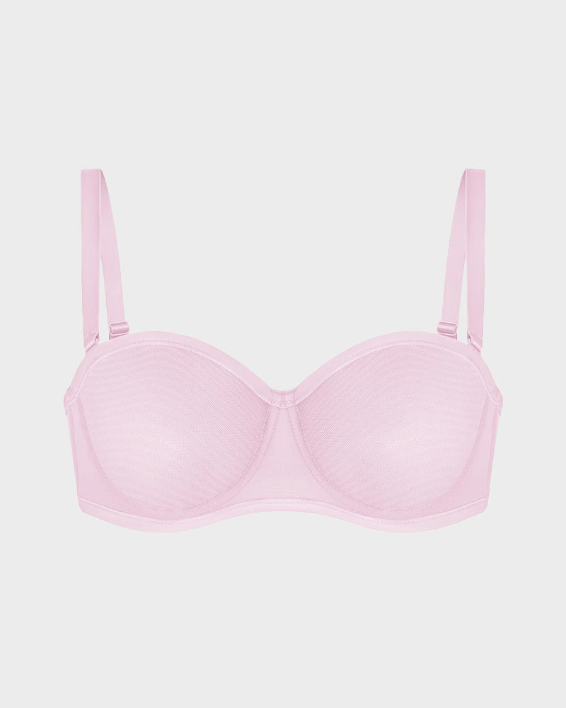 Soutien-gorge balconnet armaturé en tulle sans bretelles