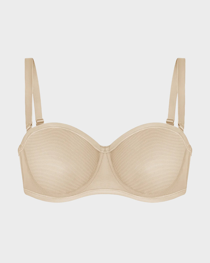 Soutien-gorge balconnet armaturé en tulle sans bretelles